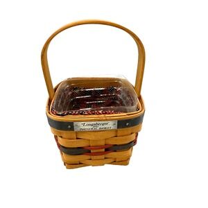 1993 Longaberger Inaugural Basket w/Flag Liner & Protector  5"L x 5"W x 4.5"H